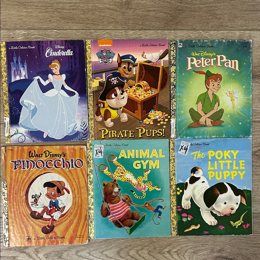 6 Disney Little Golden Books Set - Blue, Green, Yellow Covers